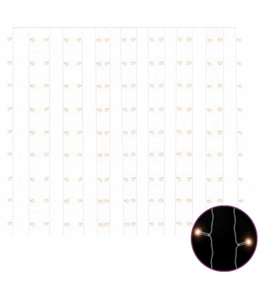 Rideaux lumineux à LED 3x3 m 300 LED Blanc chaud 8 fonctions