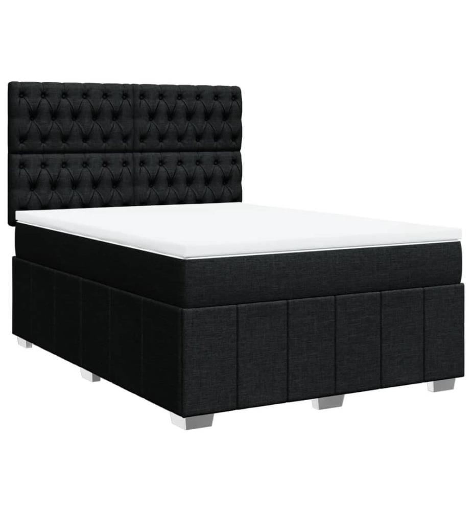 Sommier à lattes de lit avec matelas Noir 160x200 cm Tissu