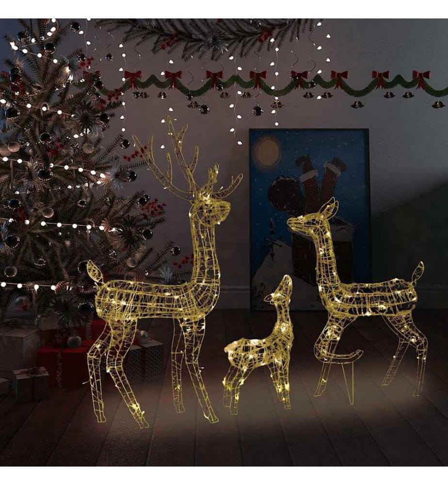 Famille de rennes de décoration Acrylique 300 LED blanc chaud