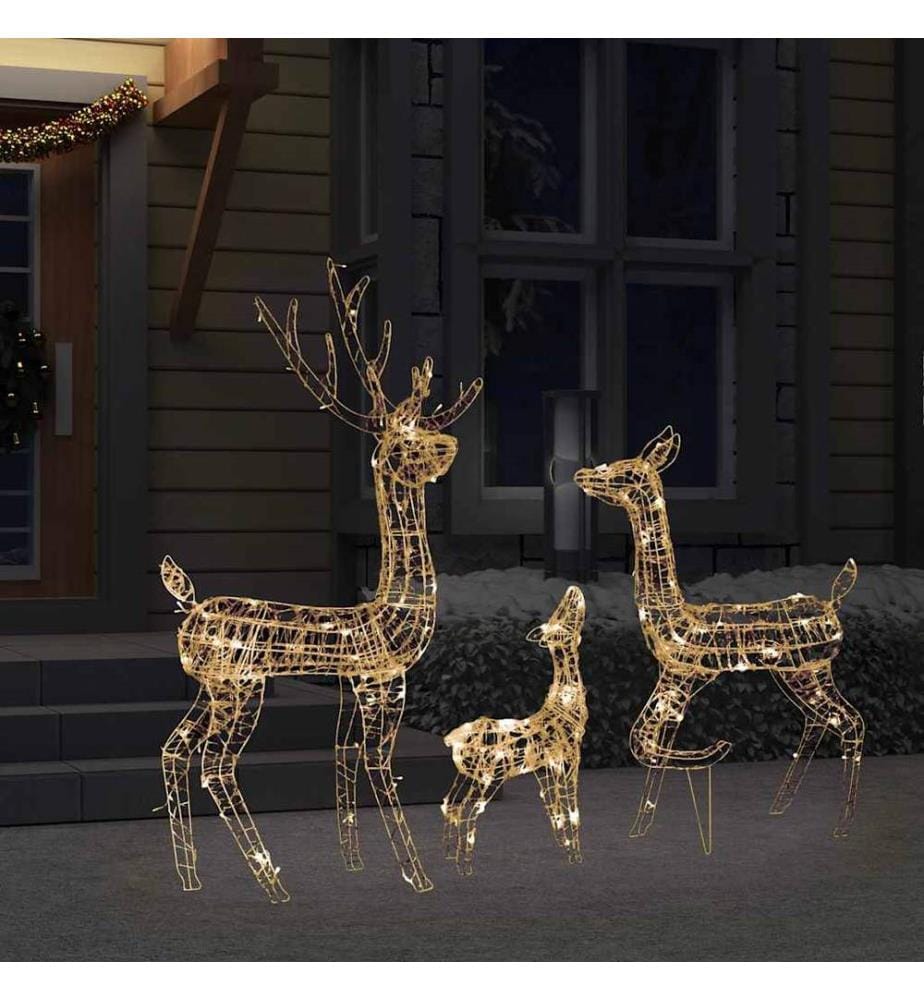 Famille de rennes de décoration Acrylique 300 LED blanc chaud