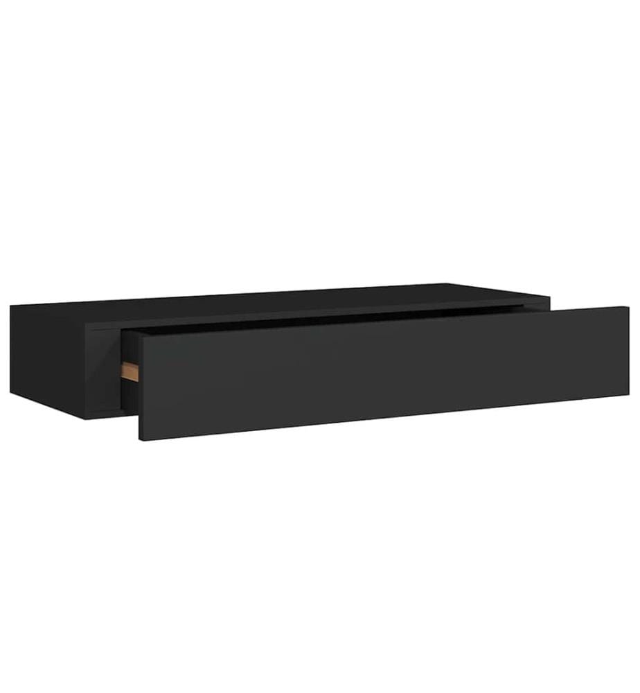 Wandregale mit Schubladen 2 Stk. Schwarz 60x23,5x10 cm MDF