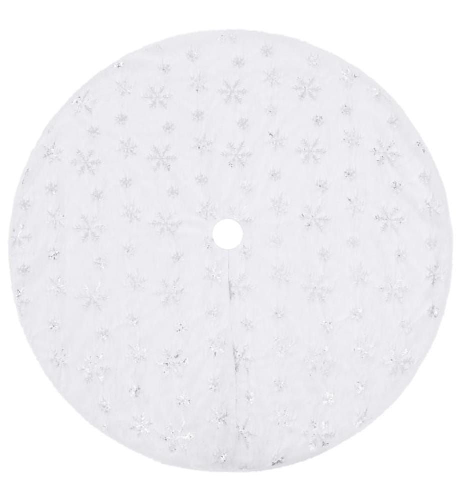 Jupe de sapin de Noël de luxe blanche 90 cm en fausse fourrure