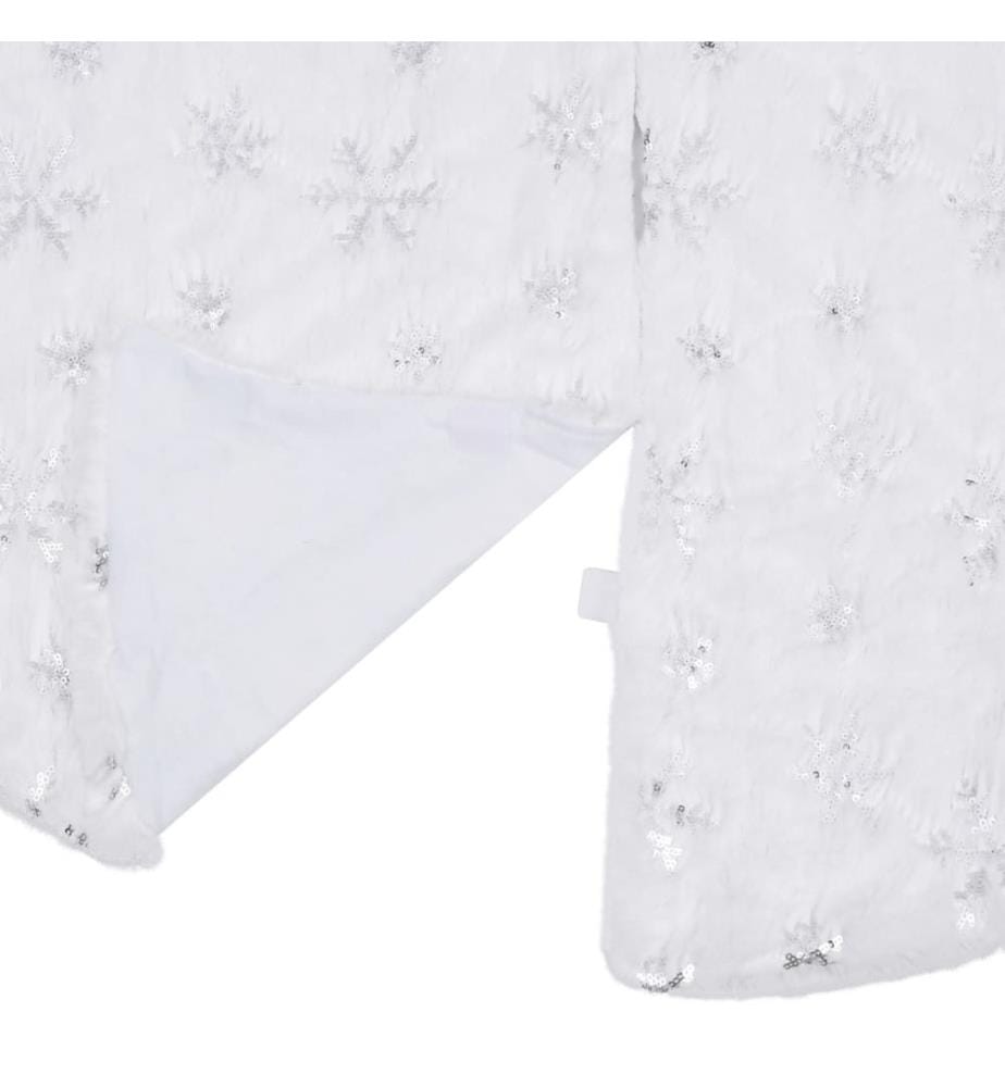 Jupe de sapin de Noël de luxe blanche 90 cm en fausse fourrure