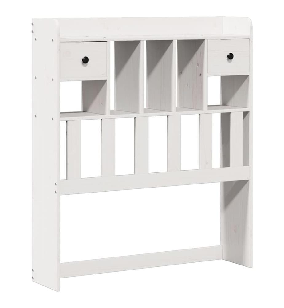 Lit bibliothèque sans matelas blanc 90x200cm bois de pin massif