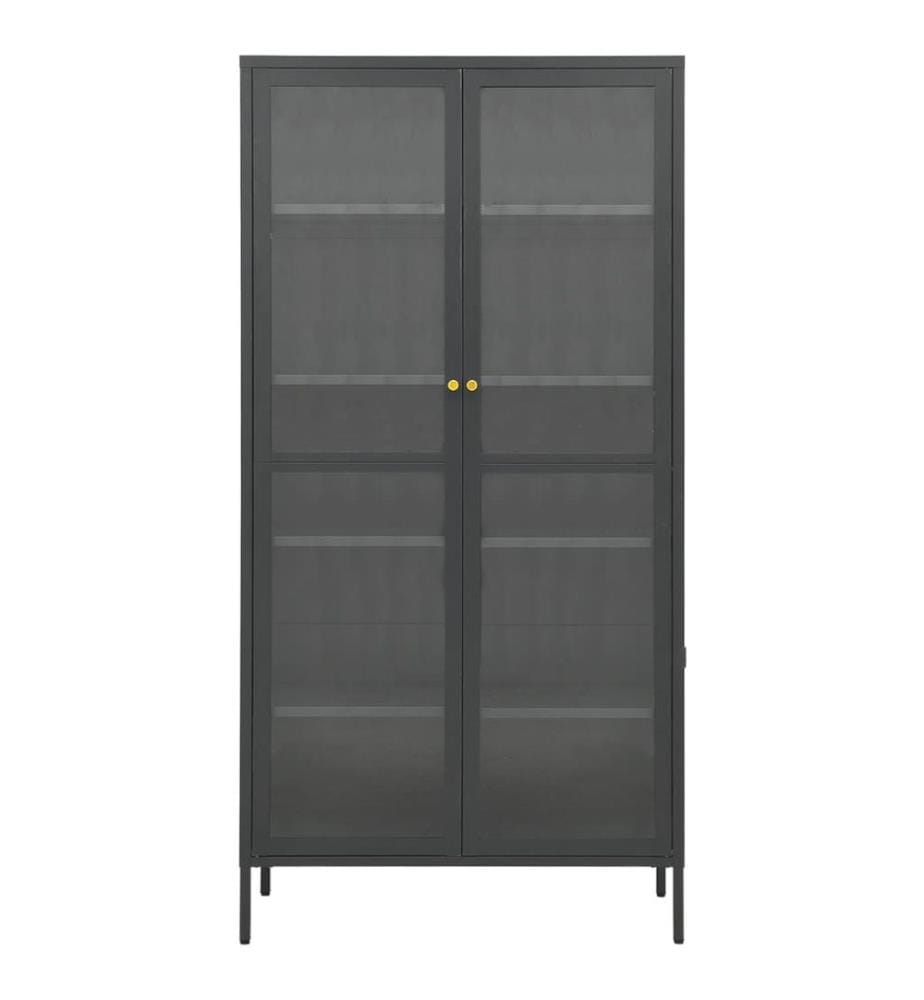 Vitrine Anthrazit 90x40x180 cm Stahl und Gehärtetes Glas
