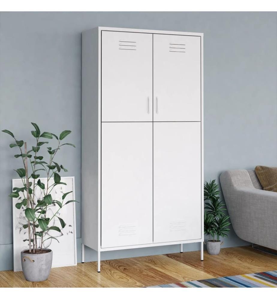 Kleiderschrank Weiss 90x50x180 cm Stahl