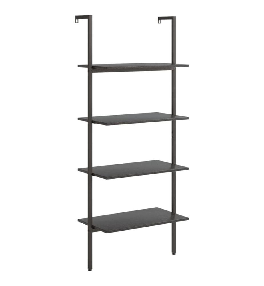 Leiterregal mit 4 Böden Schwarz 64x35x152,5 cm