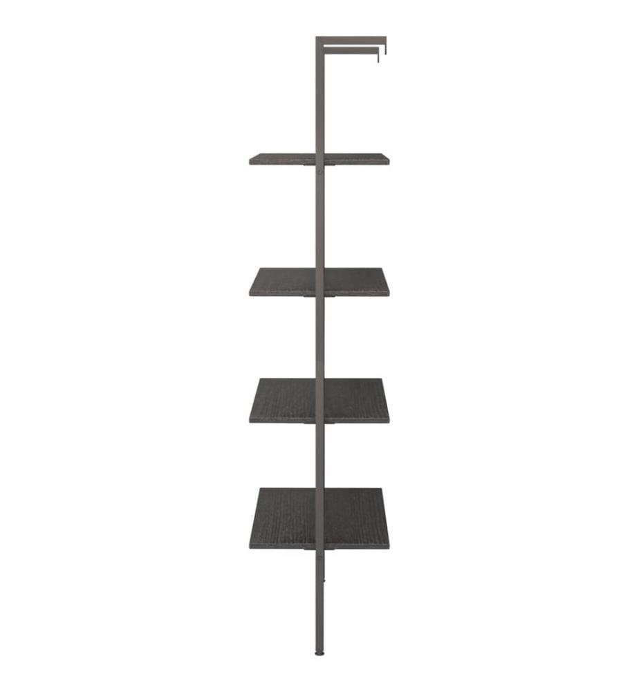 Leiterregal mit 4 Böden Schwarz 64x35x152,5 cm
