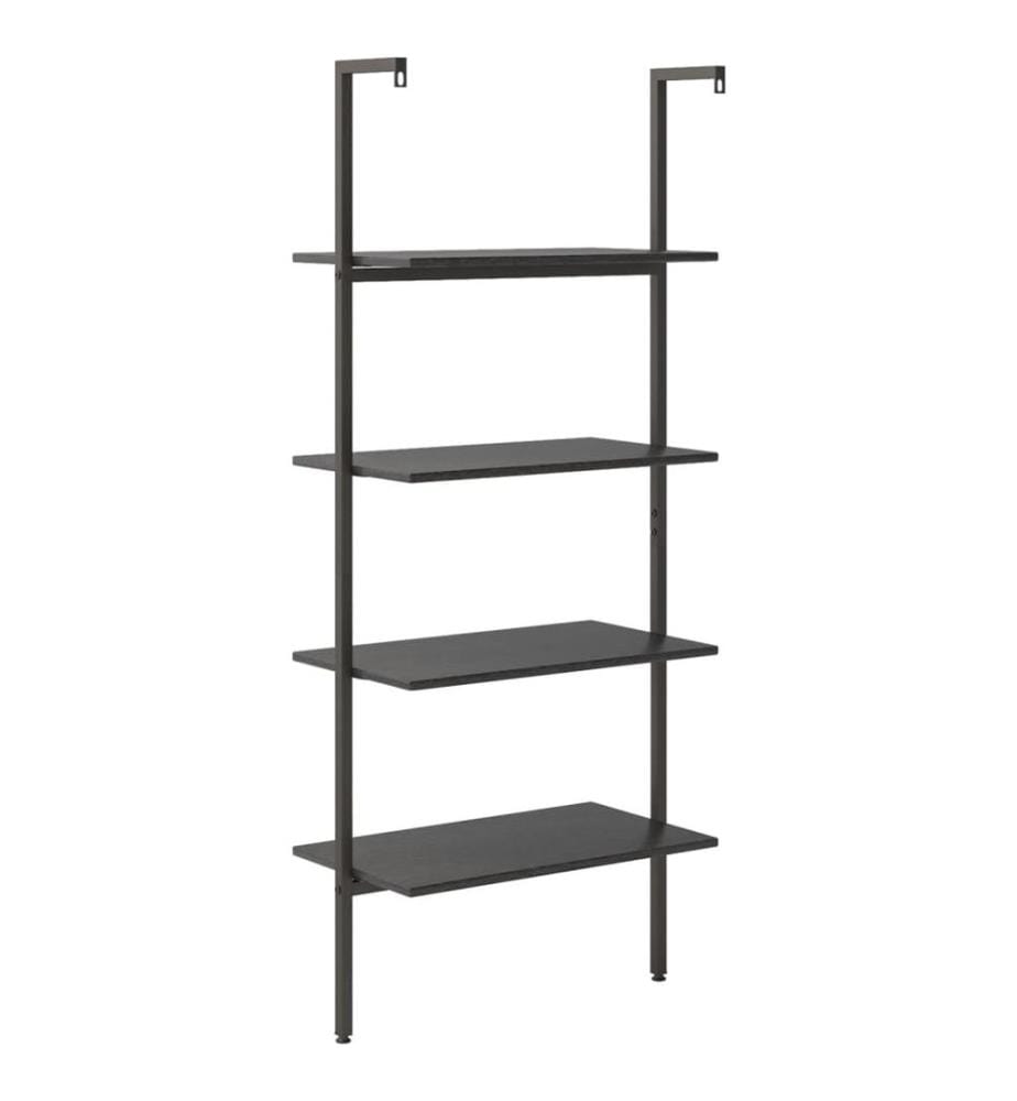 Leiterregal mit 4 Böden Schwarz 64x35x152,5 cm