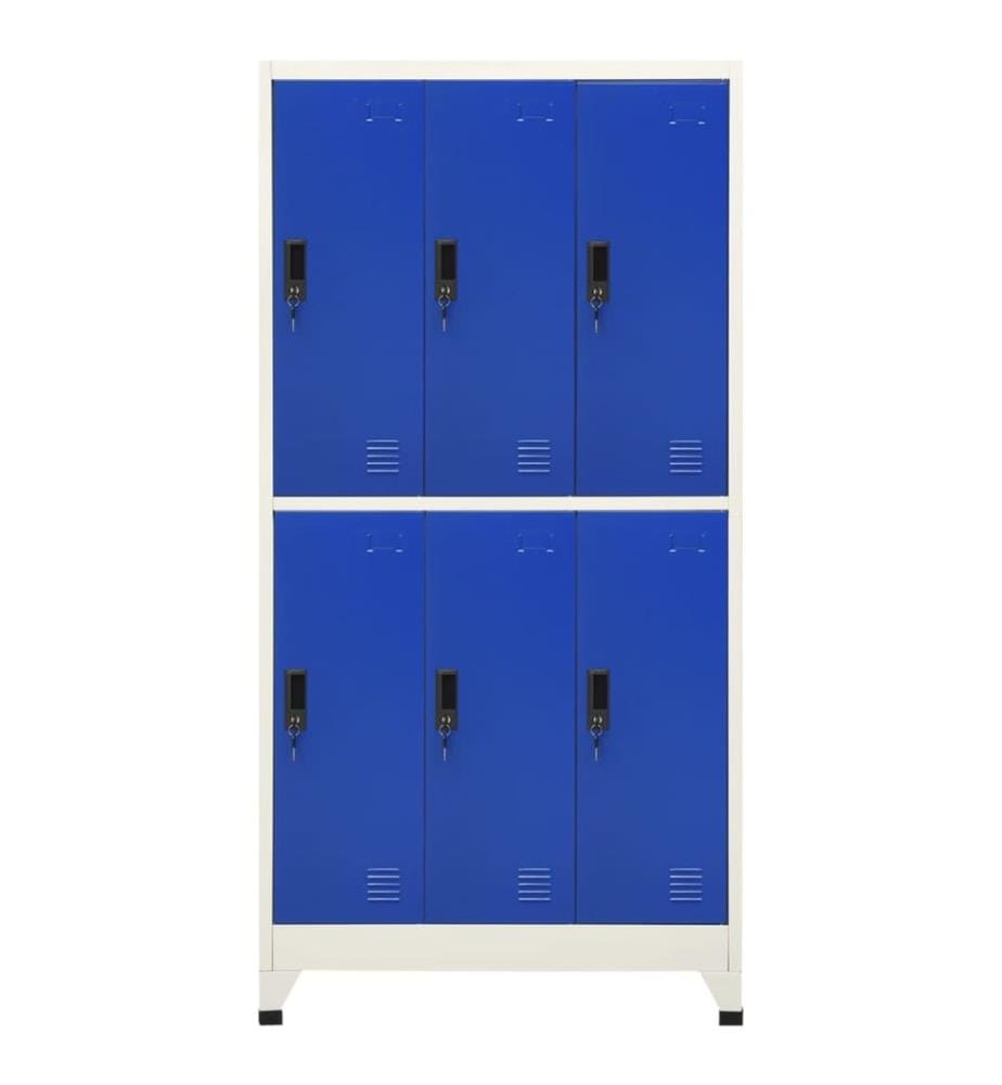 Schliessfachschrank Grau und Blau 90x45x180 cm Stahl