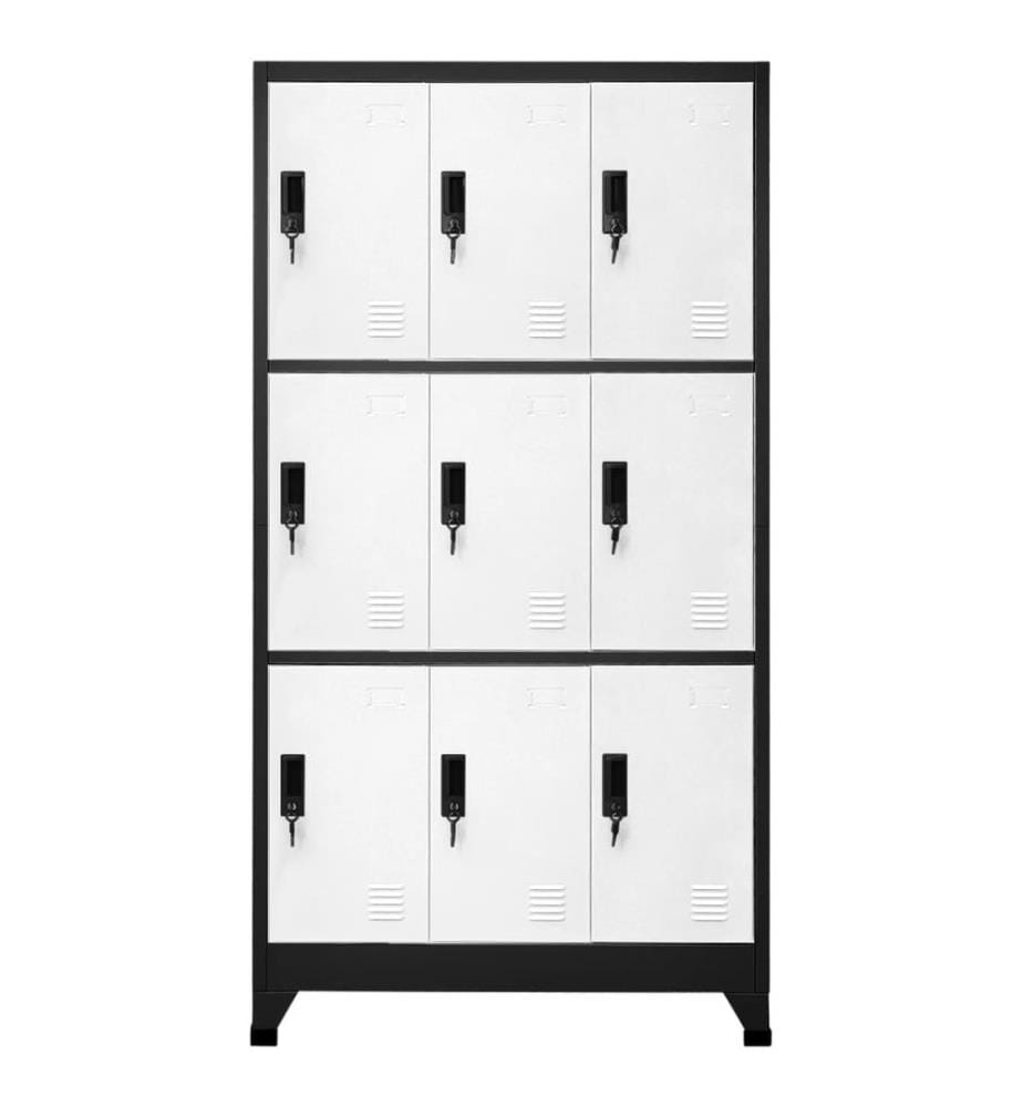Armoire à casiers Anthracite et blanc 90x45x180 cm Acier