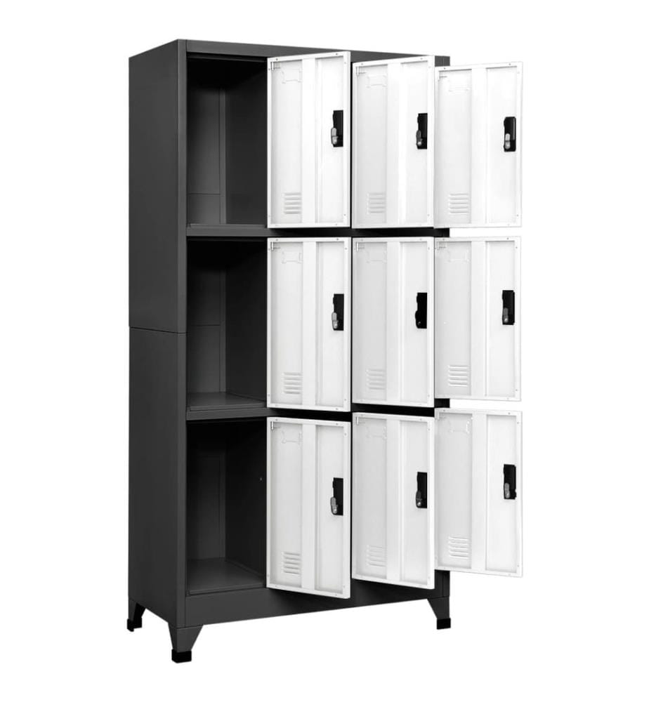 Armoire à casiers Anthracite et blanc 90x45x180 cm Acier
