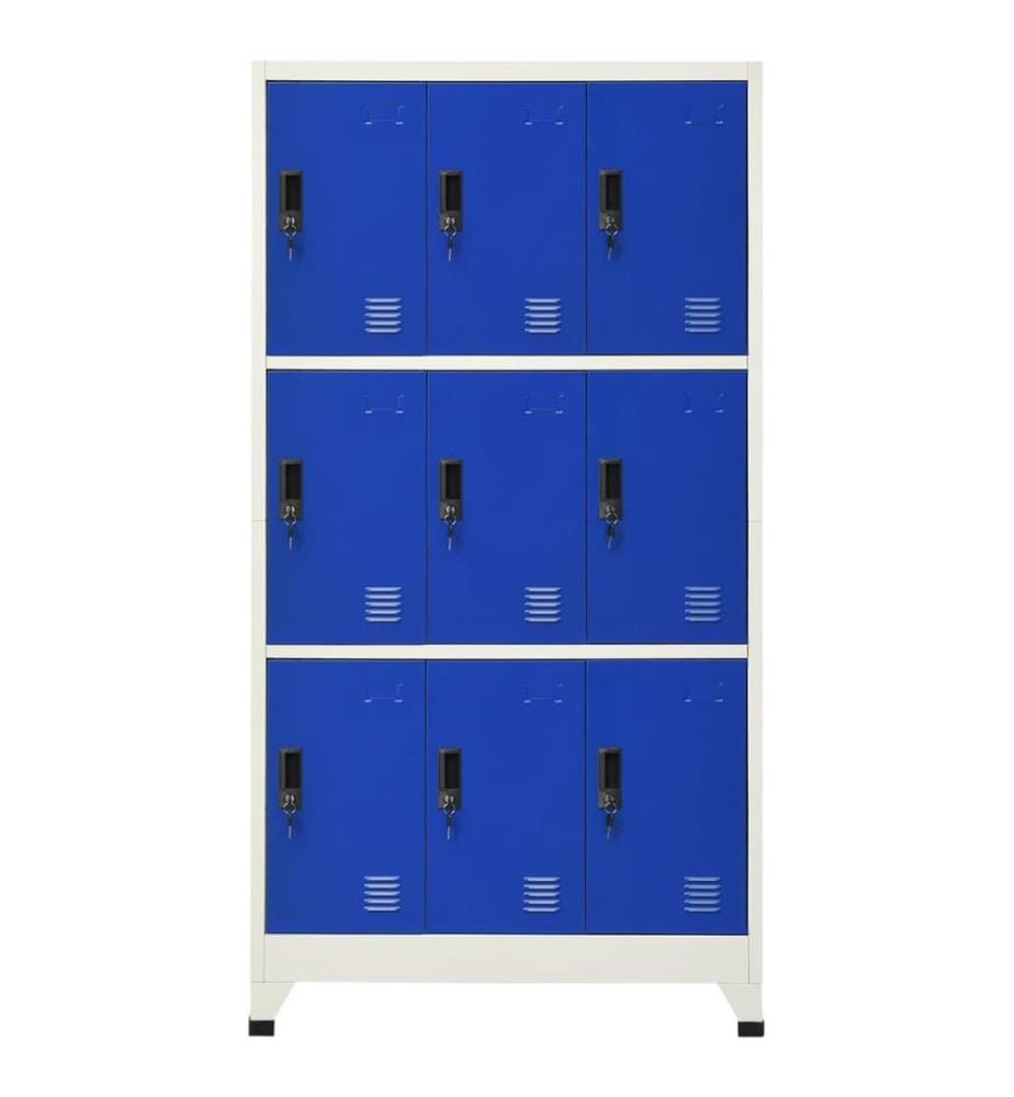 Schliessfachschrank Grau und Blau 90x45x180 cm Stahl