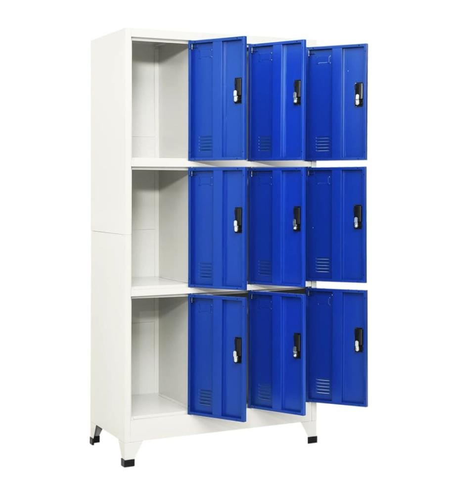 Schliessfachschrank Grau und Blau 90x45x180 cm Stahl