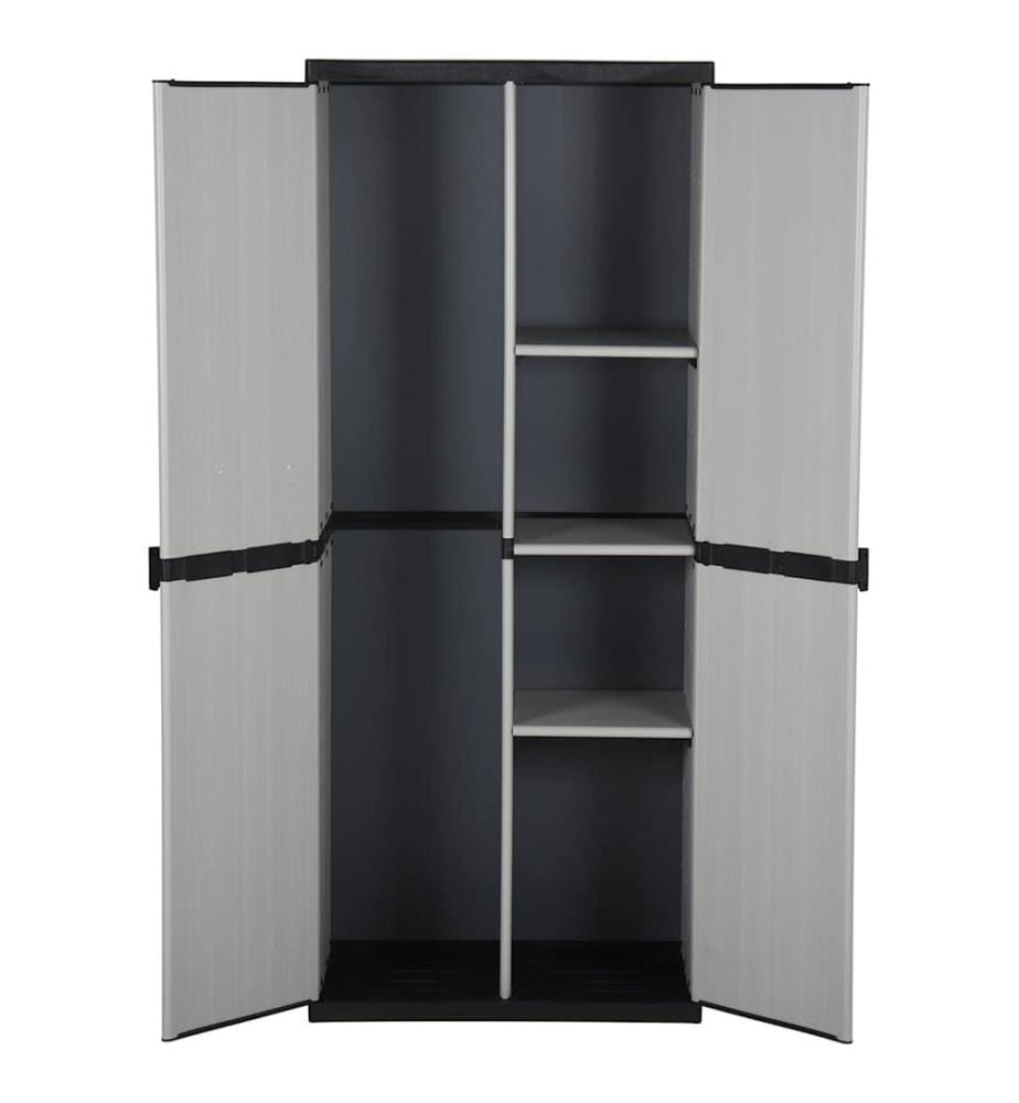 Garten-Lagerschrank mit 3 Böden Grau & Schwarz 68x40x168 cm