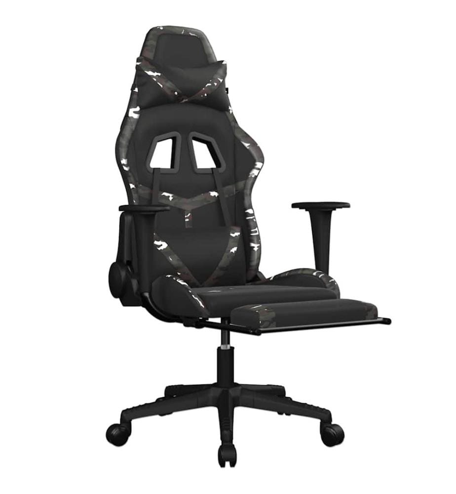 Gamingstuhl mit Massage Fussstütze Schwarz Tarnfarben Kunstleder