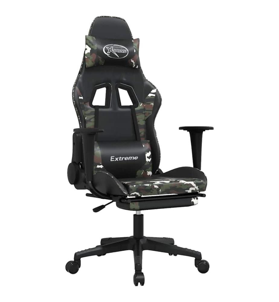 Gamingstuhl mit Massage Fussstütze Schwarz Tarnfarben Kunstleder