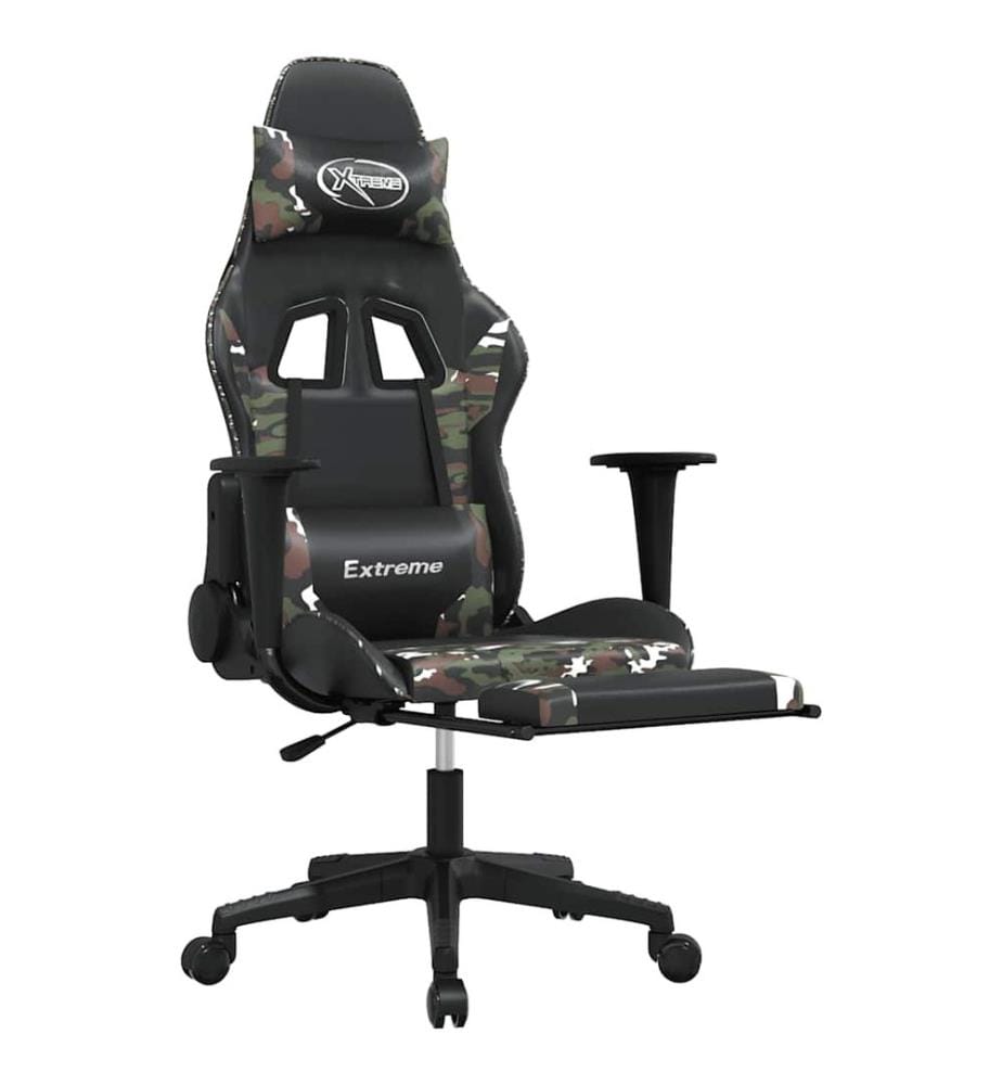 Gamingstuhl mit Massage Fussstütze Schwarz Tarnfarben Kunstleder