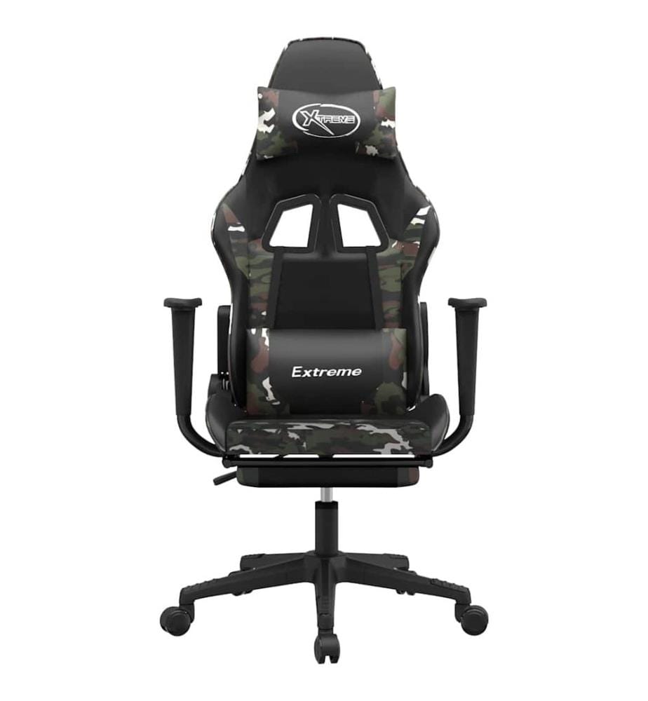 Gamingstuhl mit Massage Fussstütze Schwarz Tarnfarben Kunstleder