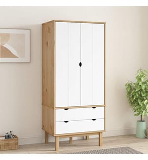 Kleiderschrank OTTA Braun&Weiss 76,5x53x172 cm Massivholz Kiefer
