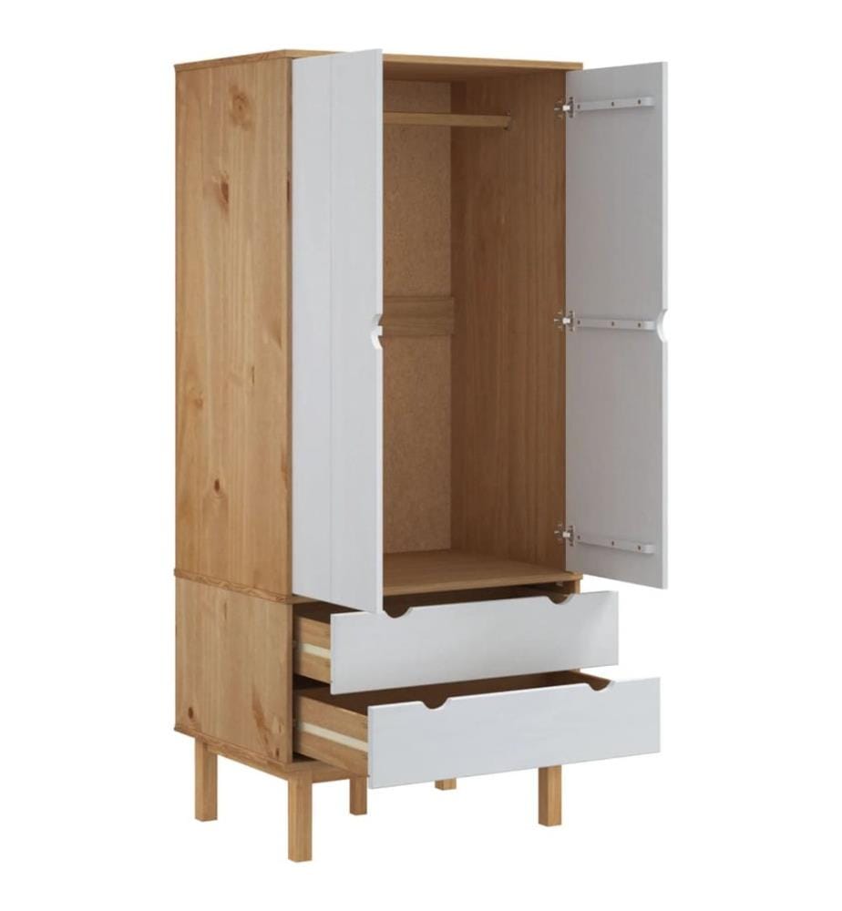 Kleiderschrank OTTA Braun&Weiss 76,5x53x172 cm Massivholz Kiefer