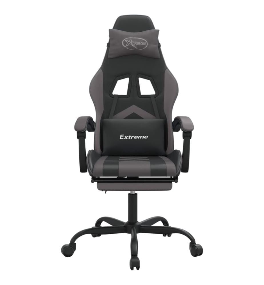 Gaming-Stuhl mit Fussstütze Drehbar Schwarz & Grau Kunstleder