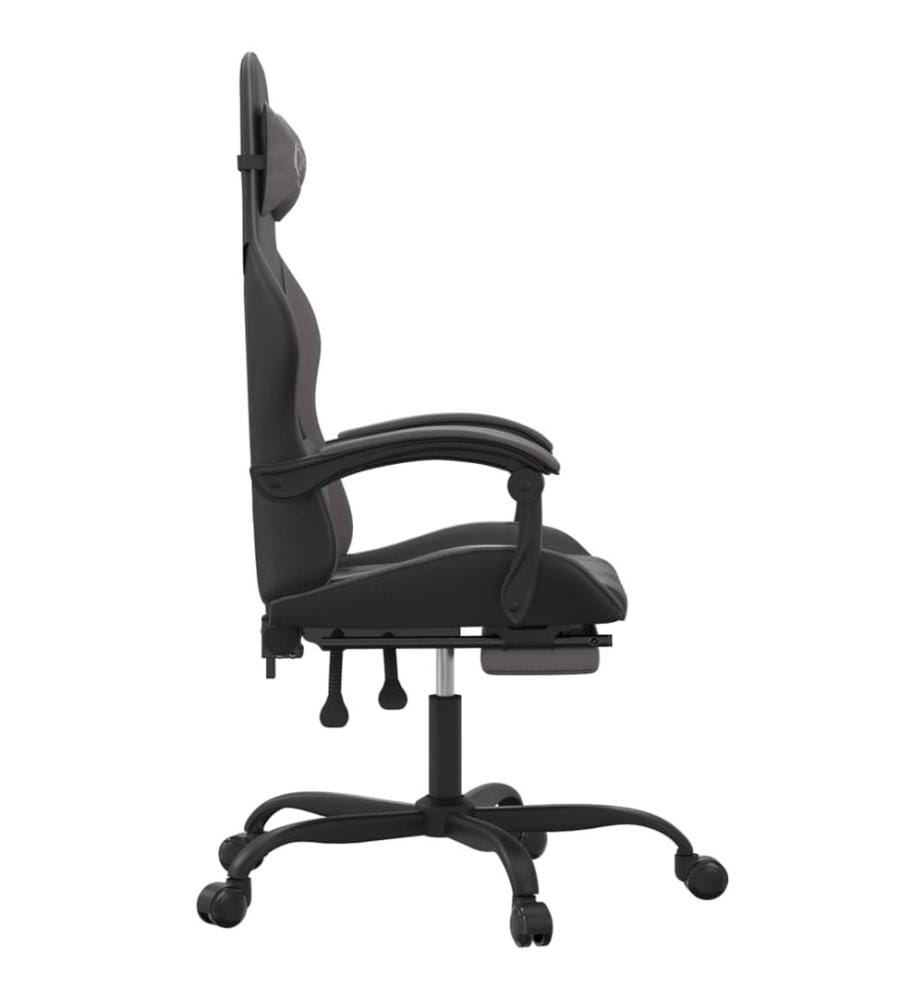 Gaming-Stuhl mit Fussstütze Drehbar Schwarz & Grau Kunstleder