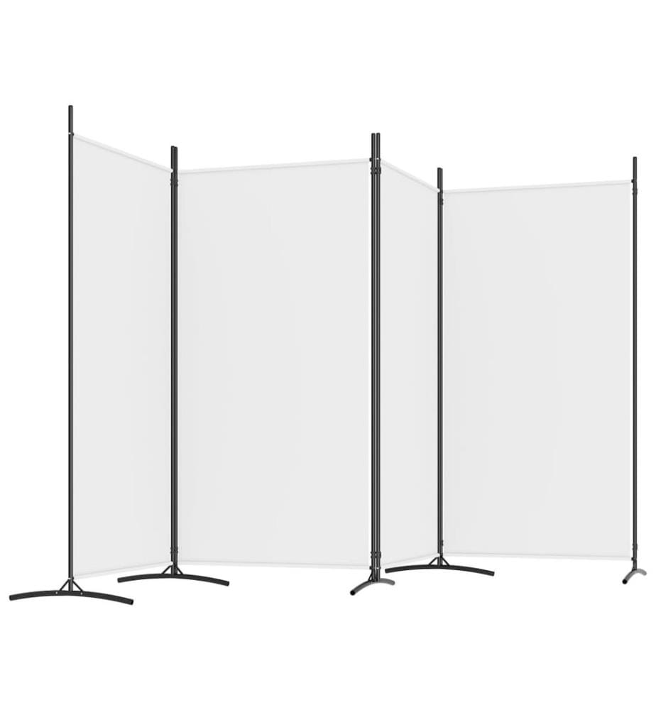 4-tlg. Paravent Weiss 346x180 cm Stoff