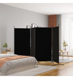 Cloison de séparation 4 panneaux Noir 346x180 cm Tissu