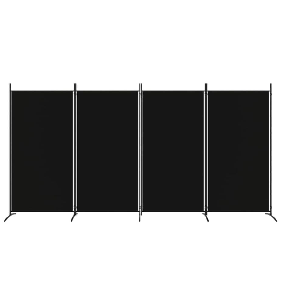 4-tlg. Paravent Schwarz 346x180 cm Stoff