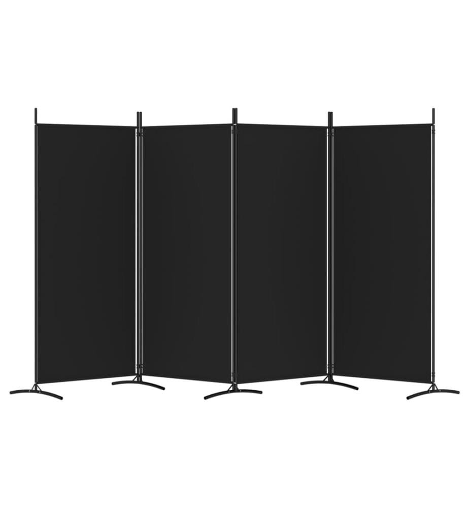 4-tlg. Paravent Schwarz 346x180 cm Stoff