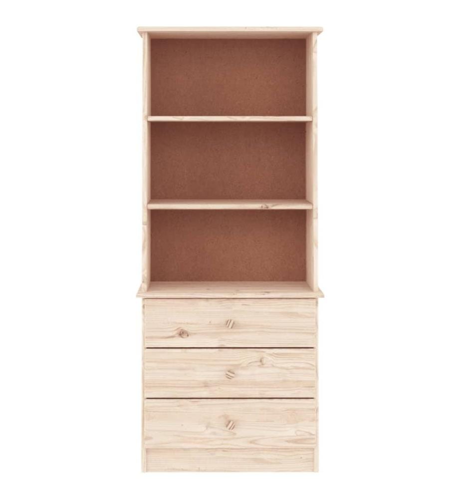 Bücherregal mit Schubladen ALTA 60x35x142 cm Massivholz Kiefer