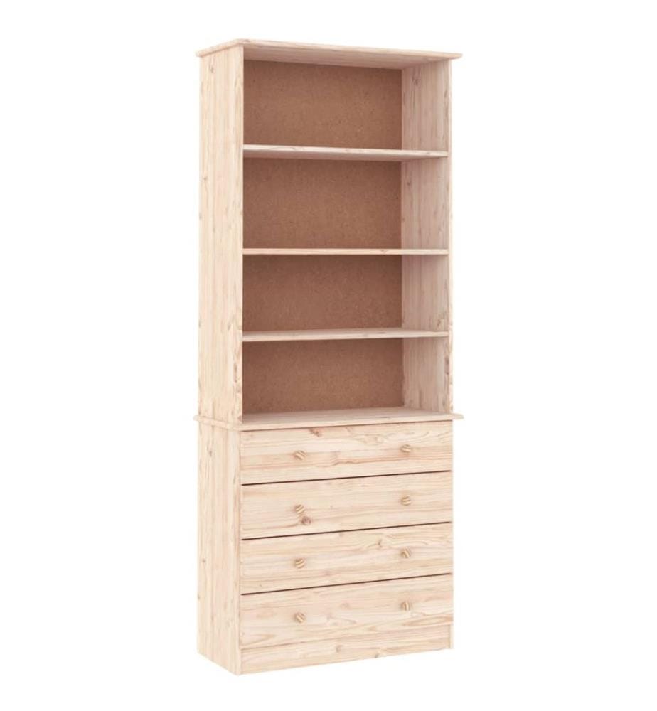 Bücherregal mit Schubladen ALTA 77x35x186,5cm Massivholz Kiefer