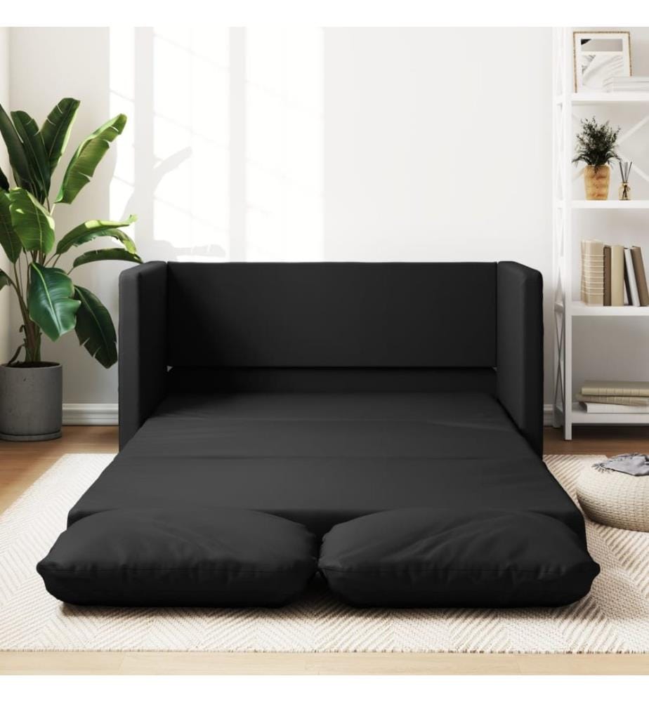 Bodensofa mit Schlaffunktion Schwarz 112x174x55 cm Kunstleder