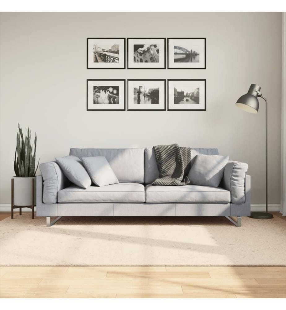 Tapis à poils courts doux et lavable beige 160x230 cm