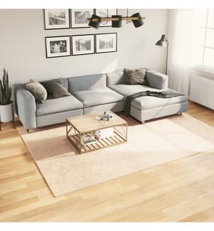 Teppich HUARTE Kurzflor Weich und Waschbar Beige 200x280 cm