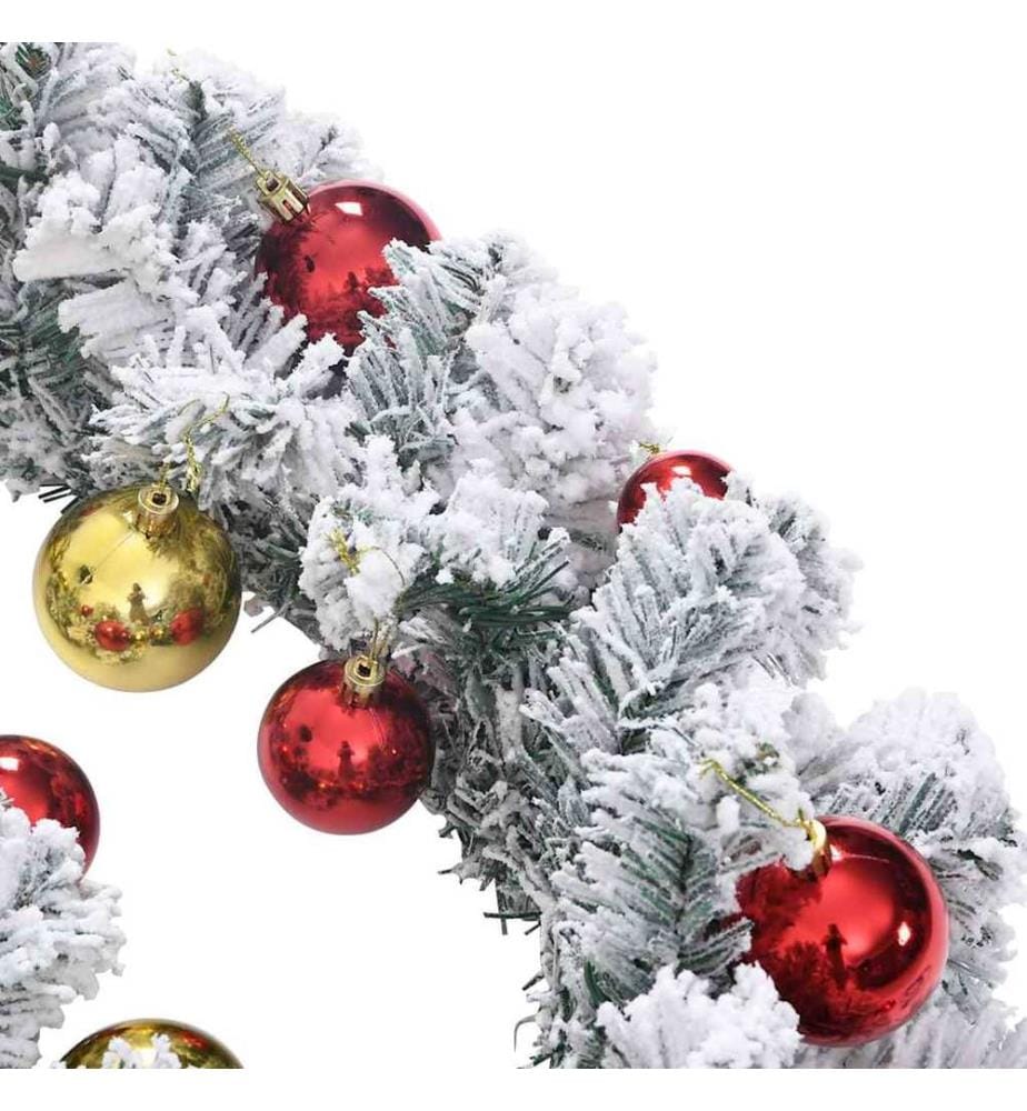 Guirlande de Noël avec boules et lumières LED vert 10 m PVC
