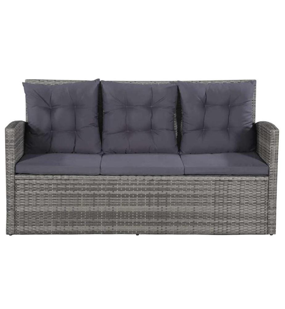 6-tlg. Garten-Lounge-Set mit Auflagen Poly Rattan Grau