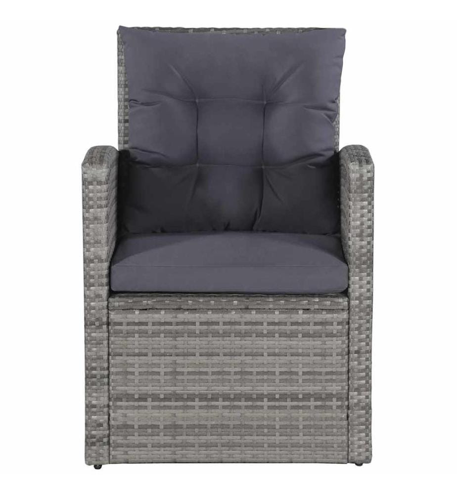 6-tlg. Garten-Lounge-Set mit Auflagen Poly Rattan Grau