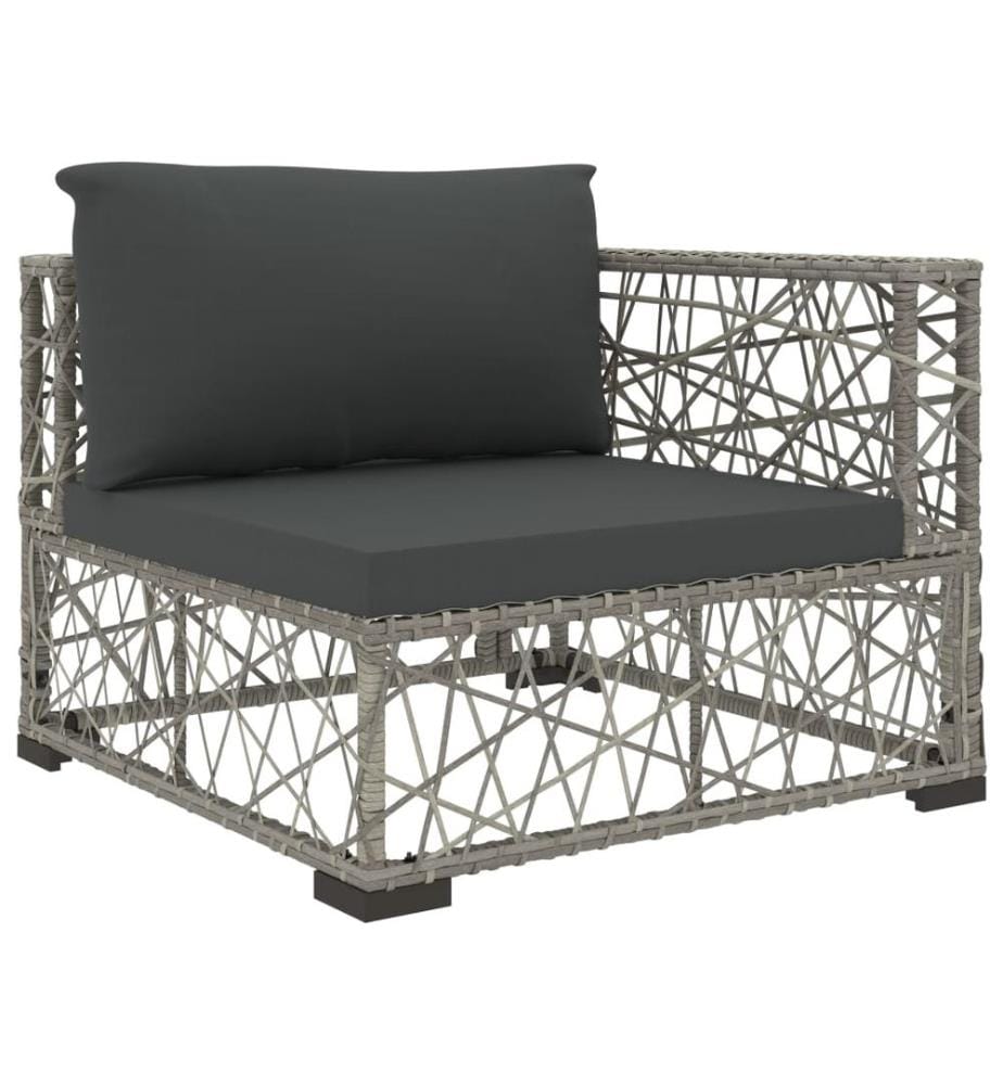 8-tlg. Garten-Lounge-Set mit Auflagen Poly Rattan Grau