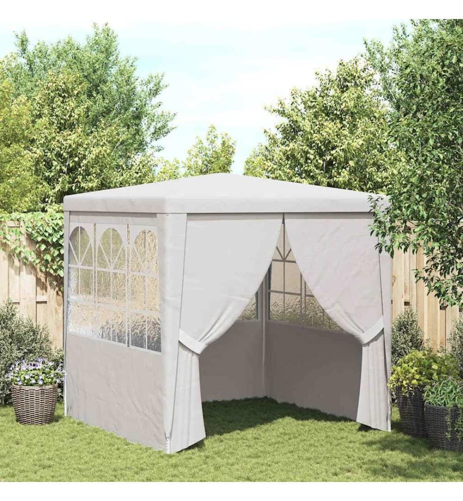 Tente de réception avec parois latérales 2,5x2,5m Blanc 90 g/m²