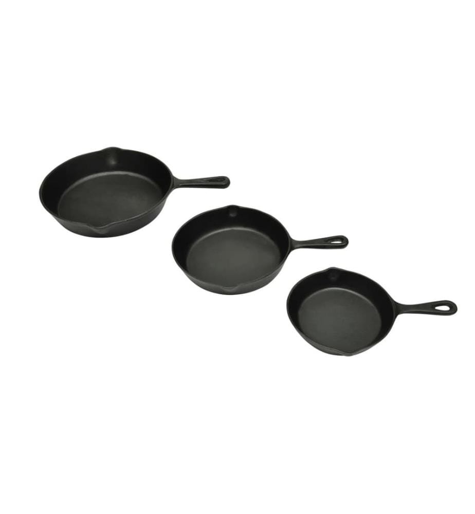 3-tlg. Steakpfannen Set Gusseisen