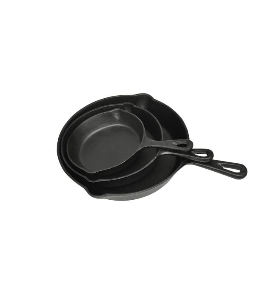 3-tlg. Steakpfannen Set Gusseisen
