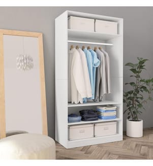 Kleiderschrank Weiss 100×50×200 cm Holzwerkstoff