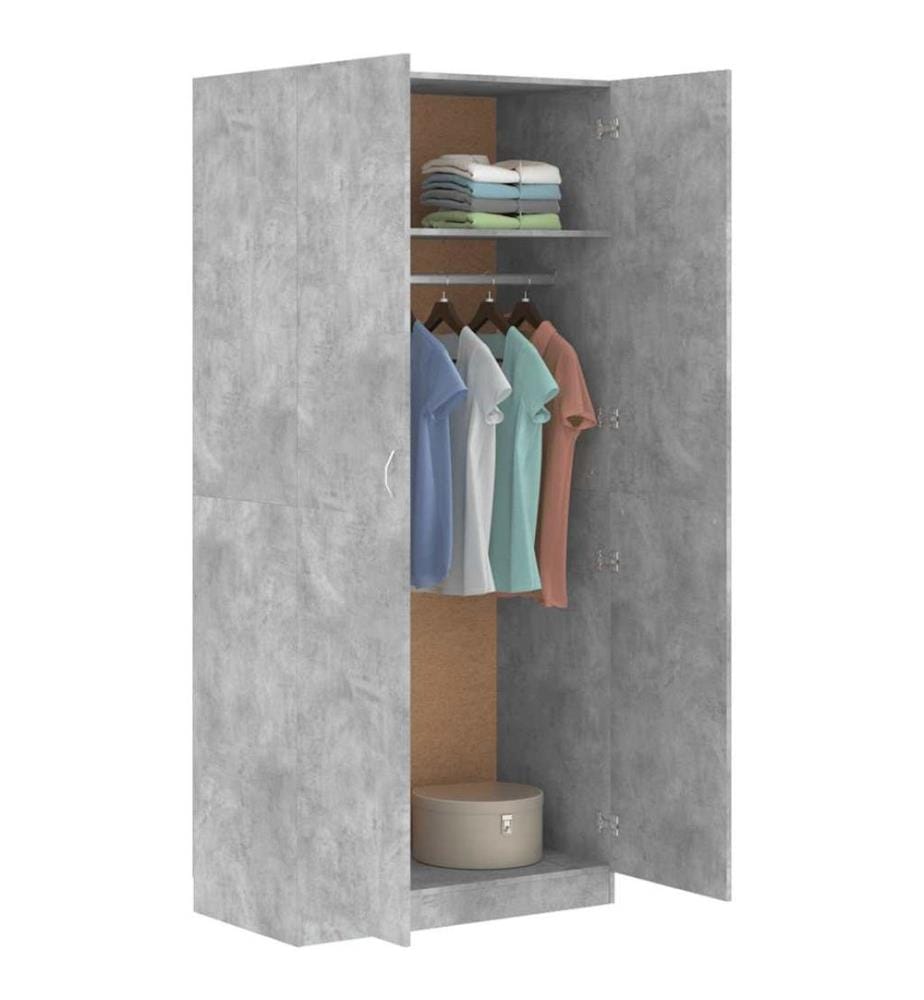 Kleiderschrank Betongrau 90x52x200 cm Holzwerkstoff