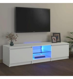 TV-Schrank mit LED-Leuchten Weiss 140x40x36 cm