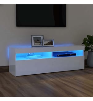 TV-Schrank mit LED-Leuchten Hochglanz-Weiss 120x35x40 cm