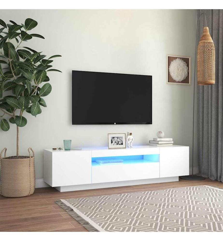 TV-Schrank mit LED-Leuchten Weiss 160x35x40 cm