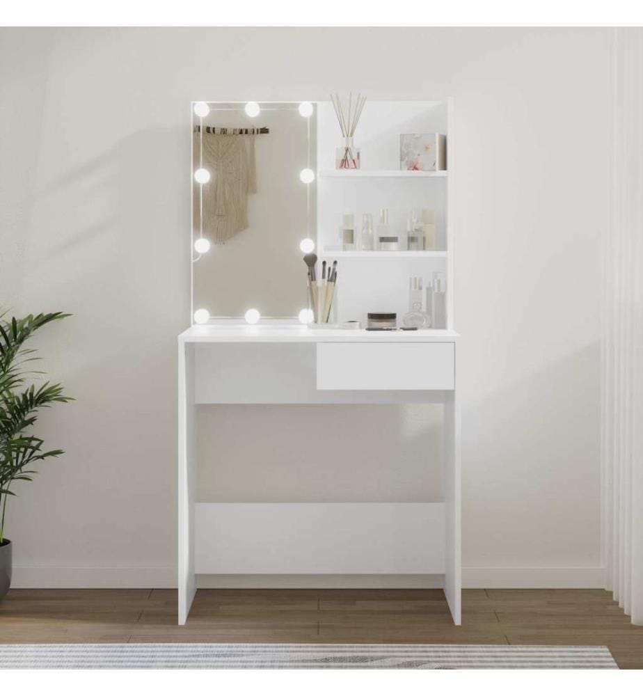 Schminktisch mit LED Weiss 74,5x40x141 cm