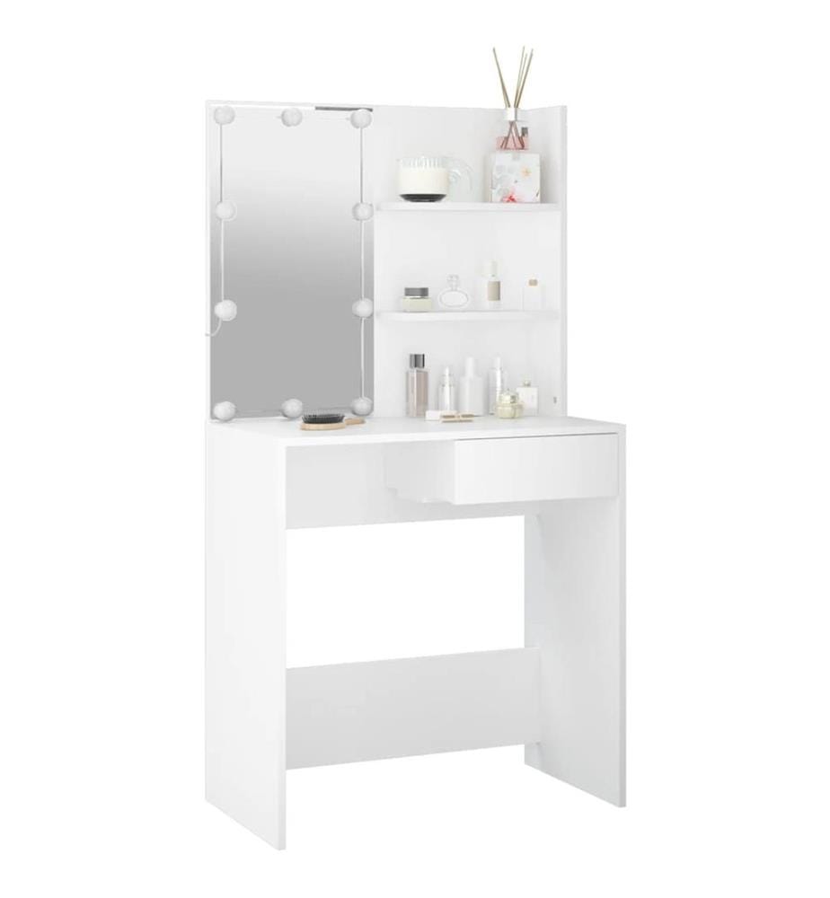 Schminktisch mit LED Weiss 74,5x40x141 cm